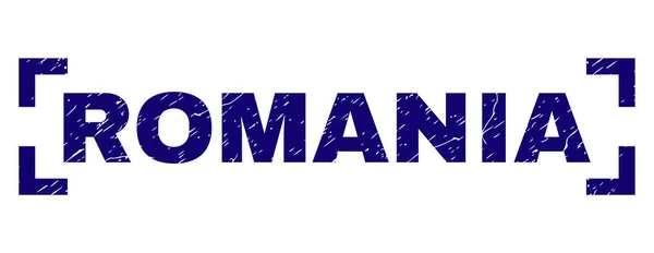 Sigillo francobollo ROMANIA strutturato graffiato tra angoli — Vettoriale Stock