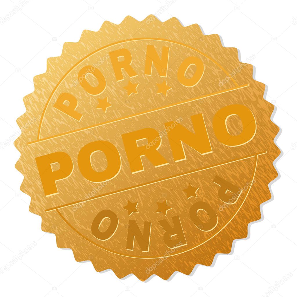 Gold PORNO Medal Stamp