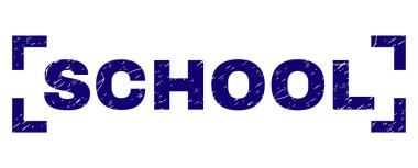 Dokulu okul damga mühür köşeleri içinde çizik