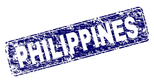 Porysowany Filipiny wrobił Stamp zaokrąglony prostokąt — Wektor stockowy