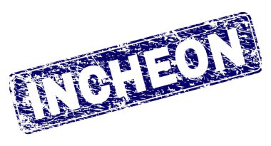 Yuvarlatılmış dikdörtgen damga çizilmiş Incheon çerçeveli