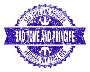 Dokulu Sao Tome ve Principe damga mühür kurdele ile çizik