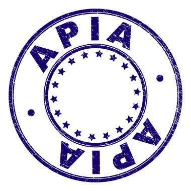 Dokulu Apia damga mühür yuvarlak çizik