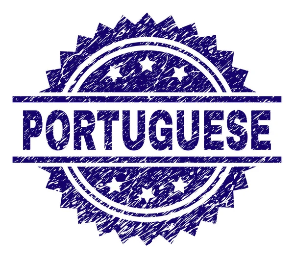 Segel Stamp PORTUGUESE Bertekstur Grunge - Stok Vektor
