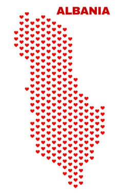 Arnavutluk Cumhuriyeti harita - Love Hearts mozaiği
