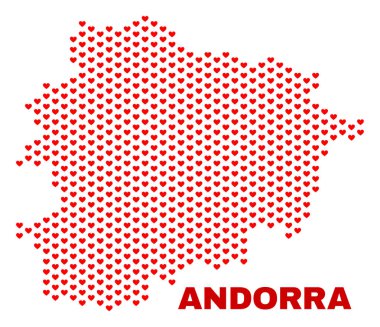 Andorra haritası - mozaik güzel kalpler