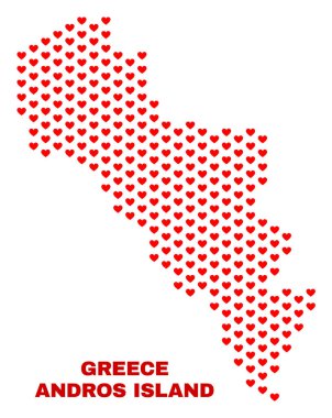 Andros Adası Yunanistan Haritası - kalp kalplerin mozaik