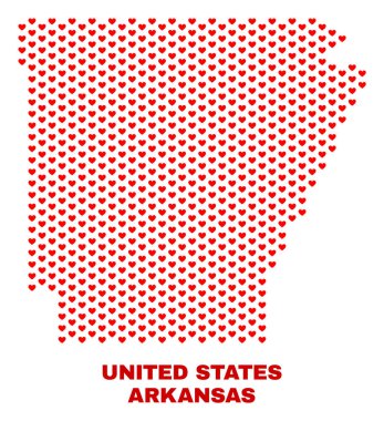 Arkansas eyalet harita - mozaik güzel kalpler
