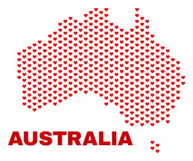 Avustralya harita - Love Hearts mozaiği