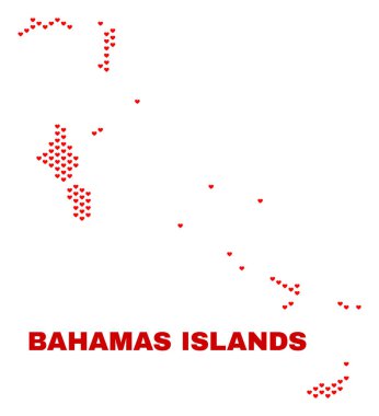 Bahama Adaları Harita - Valentine Kalpler mozaiği