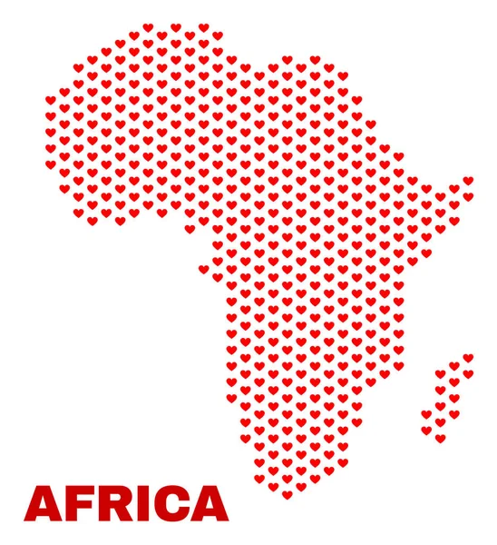 アフリカ地図 - 心の心のモザイク — ストックベクタ