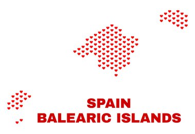Balear Adaları Harita - mozaik güzel kalpler