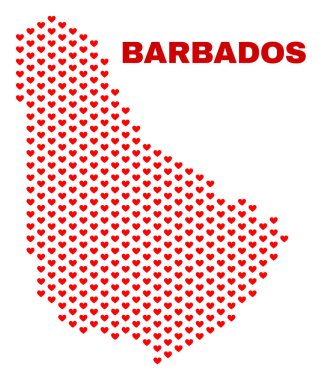 Barbados Haritası - Love Hearts mozaiği