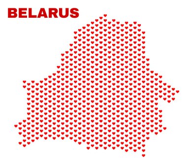 Beyaz Rusya Haritası - Love Hearts mozaiği