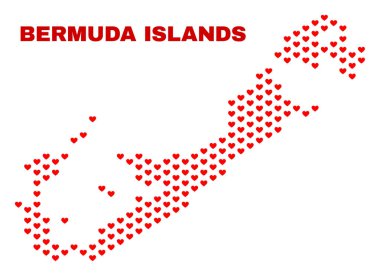 Bermuda Adaları Harita - Valentine Kalpler mozaiği