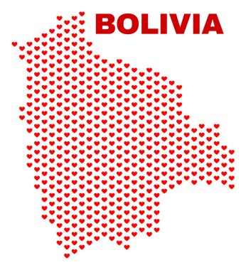 Bolivya Haritası - kalp kalplerin mozaik