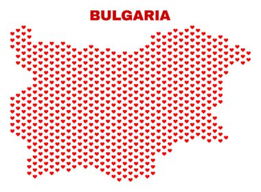 Bulgaristan Haritası - kalp kalplerin mozaik