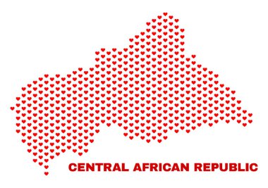 Orta Afrika Cumhuriyeti harita - Love Hearts mozaiği