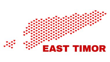 Doğu Timor Haritası - kalp kalplerin mozaik