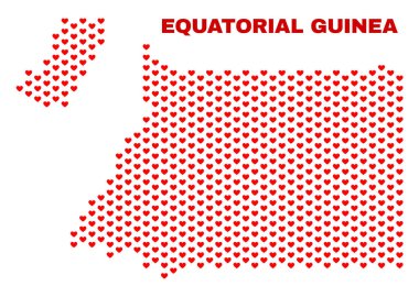 Ekvator Ginesi harita - mozaik güzel kalpler