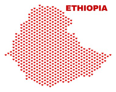 Etiyopya Haritası - kalp kalplerin mozaik