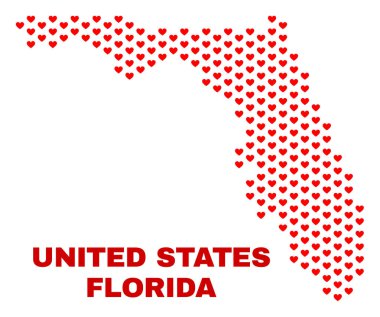 Florida State harita - mozaik güzel kalpler