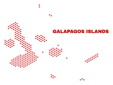 Galapagos Adaları Harita - mozaik güzel kalpler