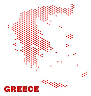 Yunanistan Haritası - Love Hearts mozaiği