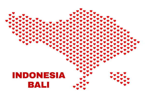 Bali-mapa - mozaika piękny serca — Wektor stockowy