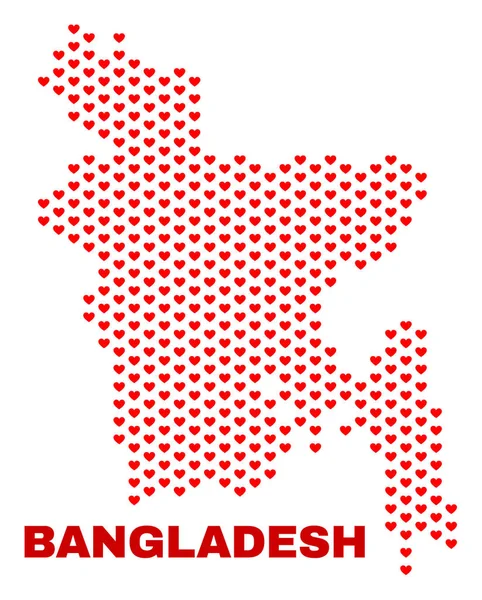 Bangladesh Mapa - Mosaico dos corações do coração —  Vetores de Stock