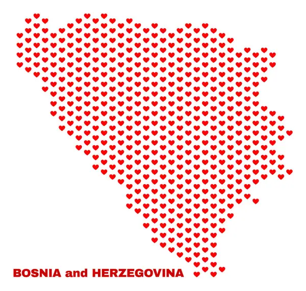 Bósnia e Herzegovina Mapa - Mosaico do Amor Corações —  Vetores de Stock