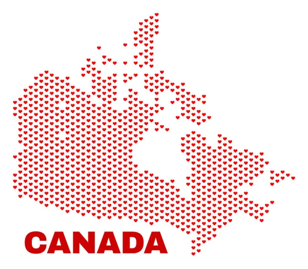 Canadá Mapa - Mosaico dos corações do coração — Vetor de Stock