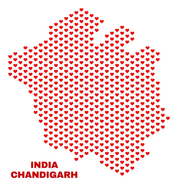 Mapa města Chandigarh - mozaika Valentýnské srdce — Stockový vektor