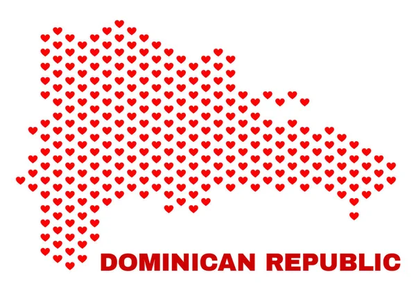 Dominikánská republika mapa - mozaika Valentýnské srdce — Stockový vektor