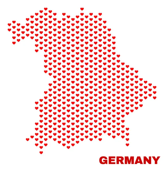 Németország Térkép - mozaik Valentin szív — Stock Vector