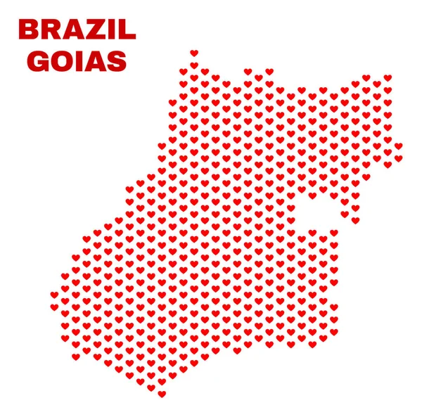 Χάρτης Goias κράτος - μωσαϊκό καρδιές αγάπη — Διανυσματικό Αρχείο