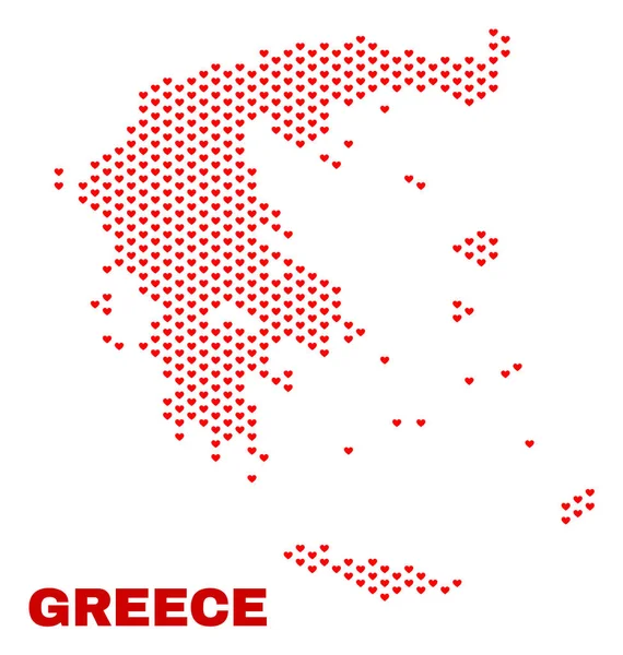 Yunanistan Haritası - Love Hearts mozaiği
