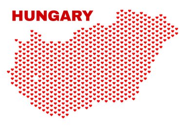 Macaristan Haritası - kalp kalplerin mozaik