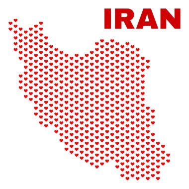 Iran Haritası - mozaik güzel kalpler