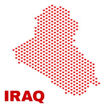 Irak Haritası - kalp kalplerin mozaik