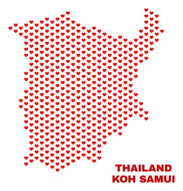 Koh Samui Haritası - Love Hearts mozaiği