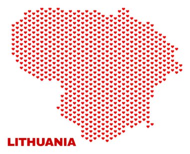 Litvanya Haritası - kalp kalplerin mozaik