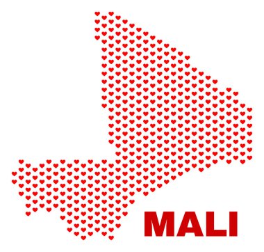 Mali Haritası - Valentine Kalpler mozaiği