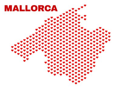Mallorca Haritası - kalp kalplerin mozaik