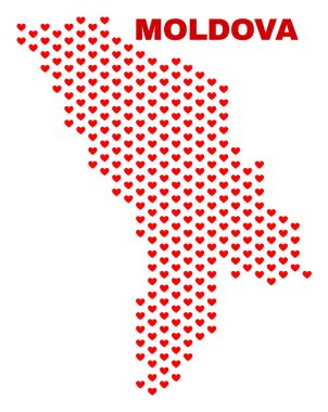 Moldova Haritası - mozaik güzel kalpler