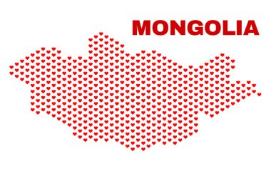 Moğolistan haritası - Valentine Kalpler mozaiği