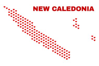 Yeni Kaledonya Adaları Harita - kalp kalplerin mozaik