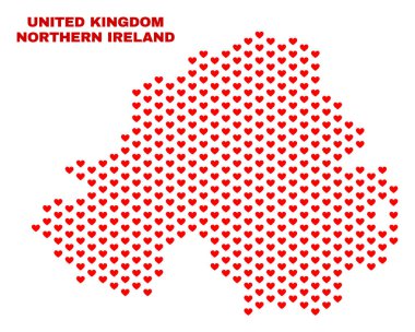 Kuzey İrlanda harita - Love Hearts mozaiği