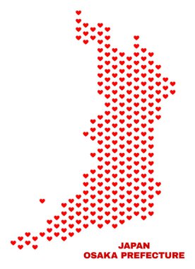 Osaka ili Haritası - Valentine Kalpler mozaiği