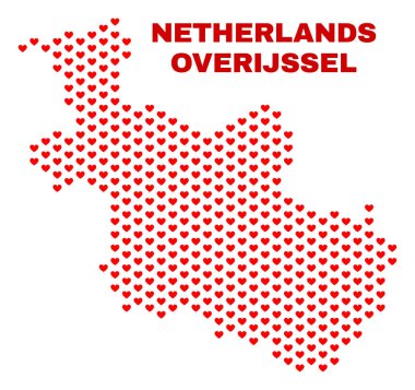 Overijssel Eyaleti harita - kalp kalplerin mozaik